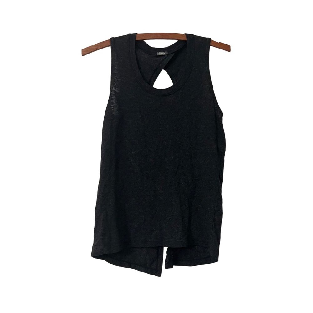 Monrow Womens Heathered Black Back Twist Sleeveless Open Back Tank Top Size XS